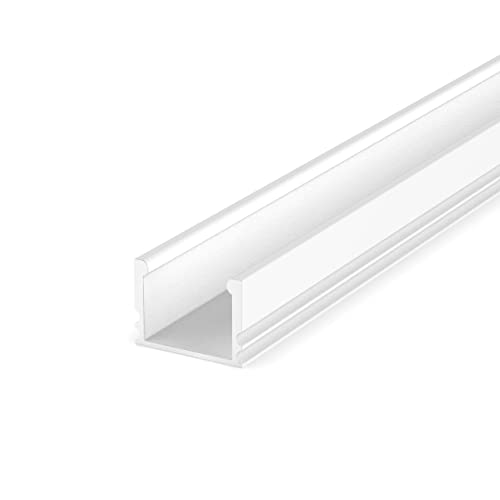 LumenTEC SET: LED Alu Profil, 100cm Profil LED U, 16x12mm für max 10mm LED Streifen + Abdeckung LT5-2 (Weiss Milchig) von LumenTEC