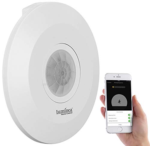 Luminea Home Control Raumüberwachung: Extra-Flacher WLAN-PIR-Bewegungsmelder mit App, 360°, 230 Volt (Bewegungsmelder Alexa, Bewegungsmelder Apps, Lampe mit Bewegungs Melder) von Luminea