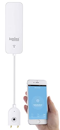 Luminea Home Control Wasserwächter: ZigBee-Wassermelder mit externem Sensor, 2 Jahre Batterielaufzeit, App (Wasserstandsmelder, Wassersensor Alarm, Waschmaschine) von Luminea