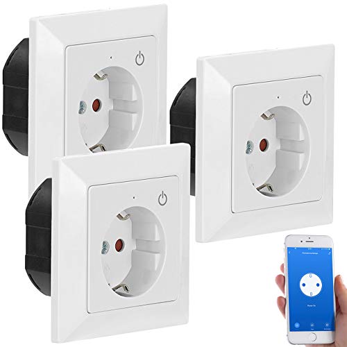 Luminea Home Control Smart Home: WLAN-Unterputz-Steckdose mit App, für Siri, Alexa & GA, 3er Pack (Funksteckdose Unterputz, Funkschalter Steckdose Unterputz, Fernbedienungen) von Luminea