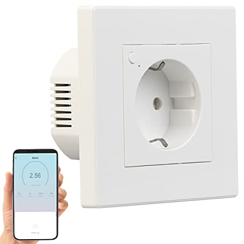 Luminea Home Control Wlan Unterputzsteckdose: WLAN-Unterputz-Steckdose mit Stromverbrauch-Messung, App, 3.680 W (Steckdose Wifi, WLAN-Steckdose Unterputz Alexa, Kabellose Lampen) von Luminea