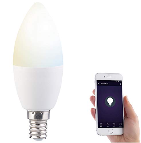 Luminea Home Control WLAN Birnen: WLAN-LED-Lampe, für Siri, Alexa & Google Assistant, E14, weiß (CCT), F (Dimmbare Energiesparlampen E14, Alexa Glühbirne E14, Deckenlampe) von Luminea