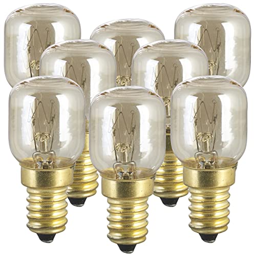 Luminea Kolben-Beleuchtung E14: 8er-Set Backofenlampen, E14, T26, 25 W, 100 lm, bis 300 °C (Backofenlampe E14 (warmweiß), Speziallampen E14, Glühbirne) von Luminea