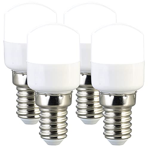 Luminea Kolben-Beleuchtung E14: 4er-Set LED-Kühlschranklampen, E14, T25, 150 lm, 2 W (LED-Lampen E14 tageslichtweiß, Kolben-Licht E14, Einbaustrahler) von Luminea