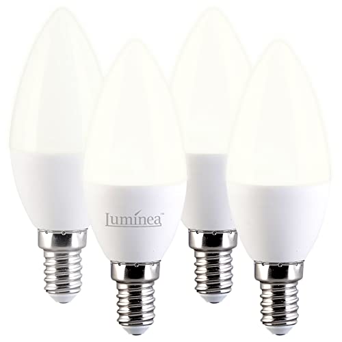 Luminea LED-Lampen E14 Kerzen: 4er-Set LED-Kerzen E14, C37, 3 W (ersetzt 30 W), 240 lm, warmweiß (Leuchtmittel LED E14 Kerzenform, LED-Glühbirne E14 Kerzenform, Deckenleuchte) von Luminea