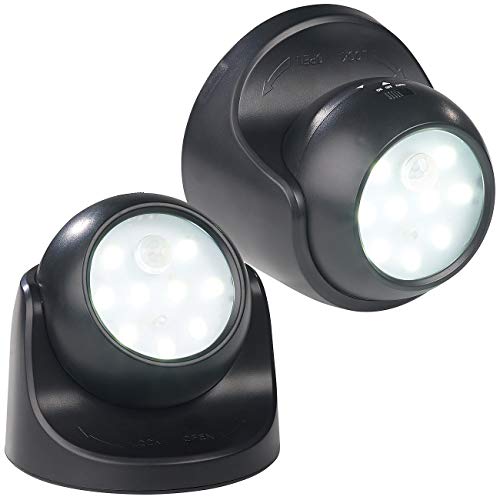 Luminea Lampe Batterie: 2er-Set kabellose LED-Strahler, Bewegungssensor, 360° drehbar,100 lm (Kabellose LED Leuchte, Kabellose LED Beleuchtung, Lampen Bewegungsmelder) von Luminea