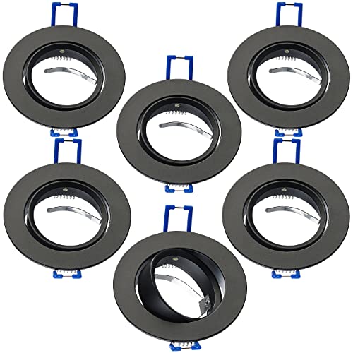 Luminea Lampen-Einbaufassungen: 6er-Set Einbaustrahler-Rahmen, Einstellbarer Abstrahlwinkel, schwarz (Deckenleuchten-Rahmen, Lampenfassung) von Luminea