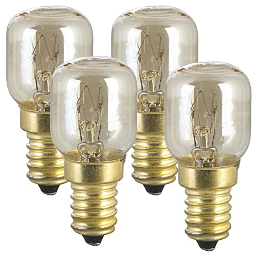 Luminea Backofen Glühbirne E14: 4er-Set Backofenlampen, E14, T26, 25 W, 100 lm, warmweiß, bis 300 °C (Herd-Glühbirne, Beleuchtung für Backofen, Glühbirnen) von Luminea