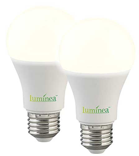 Luminea Sparsame LED-Lampe: 2er-Set LED-Lampen mit Bewegungssensor, E27, 9 W, 850 lm, warmweiß (LED-Lampe mit E27-Sockel, LED Bewegungslampen, Leuchtmittel mit Bewegungsmelder) von Luminea