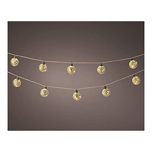 Battery Operated Garland 8 x 3 Micro LEDs with Decorative Balls, Warm White Light 2.1 m von Lumineo