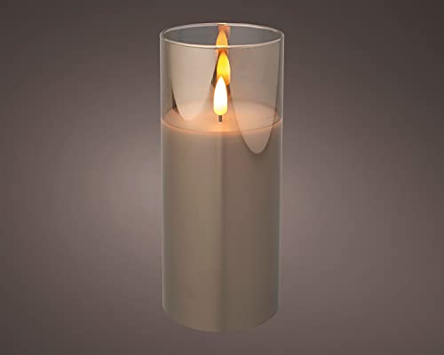 Lumineo 485353 LED Kerze Wachs Indoor rauchgrau 7,5 x 17,5 cm (1 Stück) von Lumineo