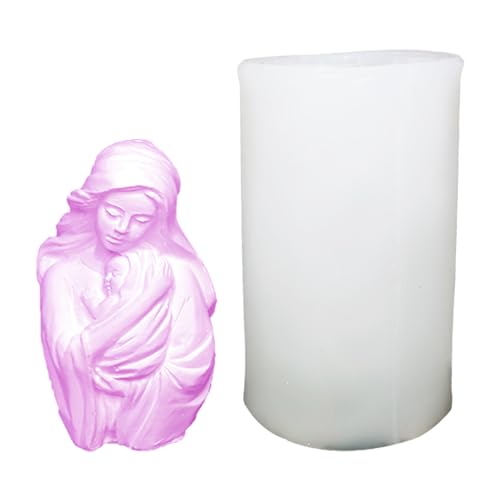Mutter-Maria-Form, 0,39 Zoll Jungfrau Maria-Kerzenform, 3D-Silikon-Maria-Kerzenform, Heilige Jungfrau Maria mit Jesuskind, Form für Skulptur, Duftkerze, Seifenharz-Heimdekoration von Lumiscent
