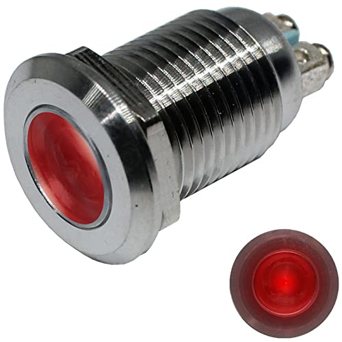 Lumonic LED Kontrollleuchte 16mm Rot aus Edelstahl I Signalleuchte mit Schraubanschluss - IP67 I Signallampe für Auto mit 6V, 12V & 24V LED Spannung von Lumonic