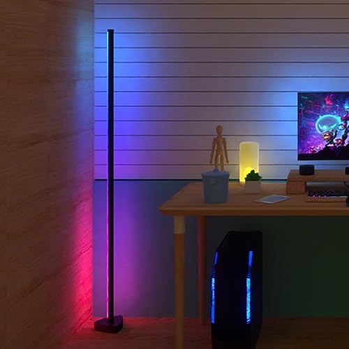 Lumtang LED Stehlampe dimmbar RGBICWW LED Strip Musikmikrofonmodus, Verwendung mit Bluetooth-App für Wohnzimmer, Schlafzimmer und mehr von Lumtang