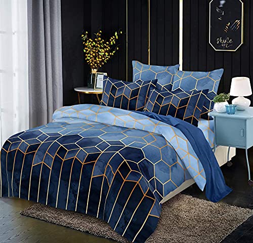 Luofanfei Gestreifte Bettwäsche 135x200 cm 4teilig Blau Geometrisch Bettbezug Set Microfaser Bettdeckenbezug Streifen Muster Modern Deckenbezug Bettwaesche Jugendliche Teenager Jungen von Luofanfei