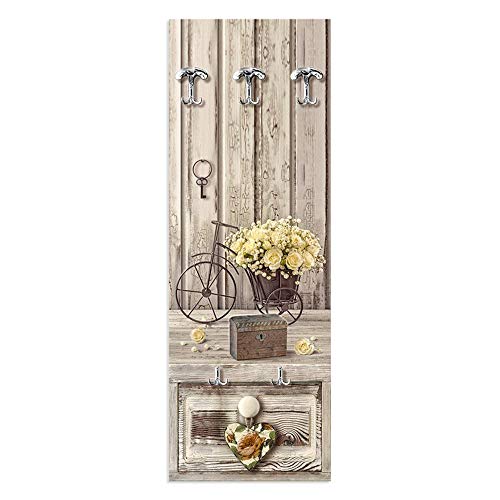 Lupia Wandgarderobe 46 x 125 cm Yellow Roses mit Aufdruck Wandgarderobe mit 5 Haken von Lupia