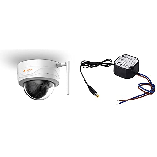 Lupus 3MP WLAN IP Kamera für draußen, SD Slot & 10810 LUPUS-12V Unterputz Netzteil 12V 1A Unterputznetzteil (wetterfest) für den platzsparenden Einbau mit DC Anschlußstecker, 12 W, 12 V, schwarz von Lupus Electronics