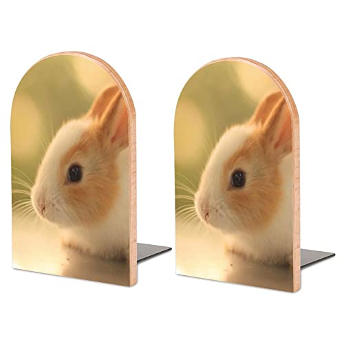 Packung Mit 2 Buchstützen Hase Rutschfester Bücherständer Aus Holz Bücherregal Bücherhalter Für Home Desk Office Library von Lurnise