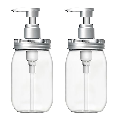 Luvan 2 Stück 450ml Seifenspender, BPA-frei Kunststoff, einfach mit nur Einer Hand zu bedienen, kein Auslaufen& kein Abtropfen, für alle Arten von Flüssigseifen oder Lotionen geeignet Silber von Luvan