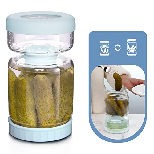 Luvan Glas Einlegeglas, 1000ml Gurkenglas zum Umdrehen, Eingelegten und Olive Sanduhr Glas mit Sieb,Luftdichtes Kimchi-Glas,für Essiggurke, Olive, Kimchi und Jalapenos von Luvan