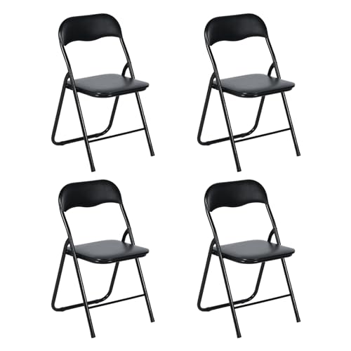 LuxNook 4 Stück PVC Klappstuhl klappstuhl mit Polster Starker Metallrahmen Campingstuhl Faltbarer Stuhl Bürostuhl Platzsparender Schreibtischstuhl für Gast, 150kg belastbar von LuxNook