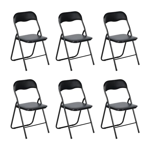 LuxNook 6 Stück PVC Klappstuhl klappstuhl mit Polster Starker Metallrahmen Campingstuhl Faltbarer Stuhl Bürostuhl Platzsparender Schreibtischstuhl für Gast, 150kg belastbar von LuxNook