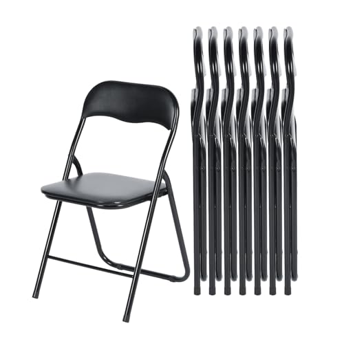 LuxNook 8 Stück PVC Klappstuhl klappstuhl mit Polster Starker Metallrahmen Campingstuhl Faltbarer Stuhl Bürostuhl Platzsparender Schreibtischstuhl für Gast, 150kg belastbar von LuxNook