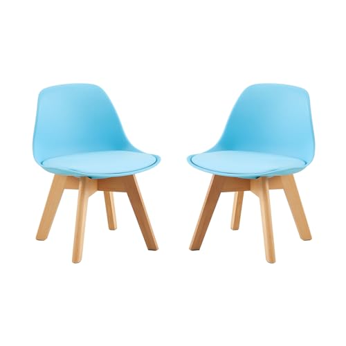 LuxNook Kinderstuhl mit Holzbeinen, stabile Kinderstühle mit Rückenlehne für Kinderzimmer, Farbe für Jungen und Mädchen, PP+PU (blau) von LuxNook