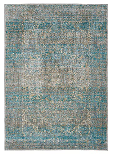 -LUXOR- living Vintageteppich Belcanto, orientalischer Teppich in Vintage Optik, orientalisch moderner Teppich Kurzflor, optimal als Teppich Wohnzimmer, Teppich Schlafzimmer, 133 x 190 cm Blau von -LUXOR- living