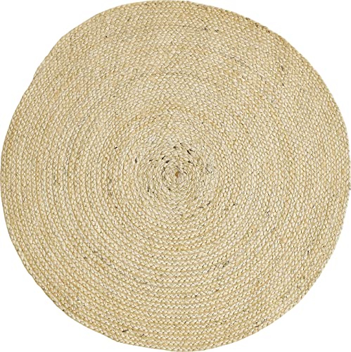 -LUXOR- living Naturteppich IBO gewebt aus 99% Jute und 1% Baumwolle für Wohnzimmer Flur Schlafzimmer, Creme rund 120 cm von -LUXOR- living