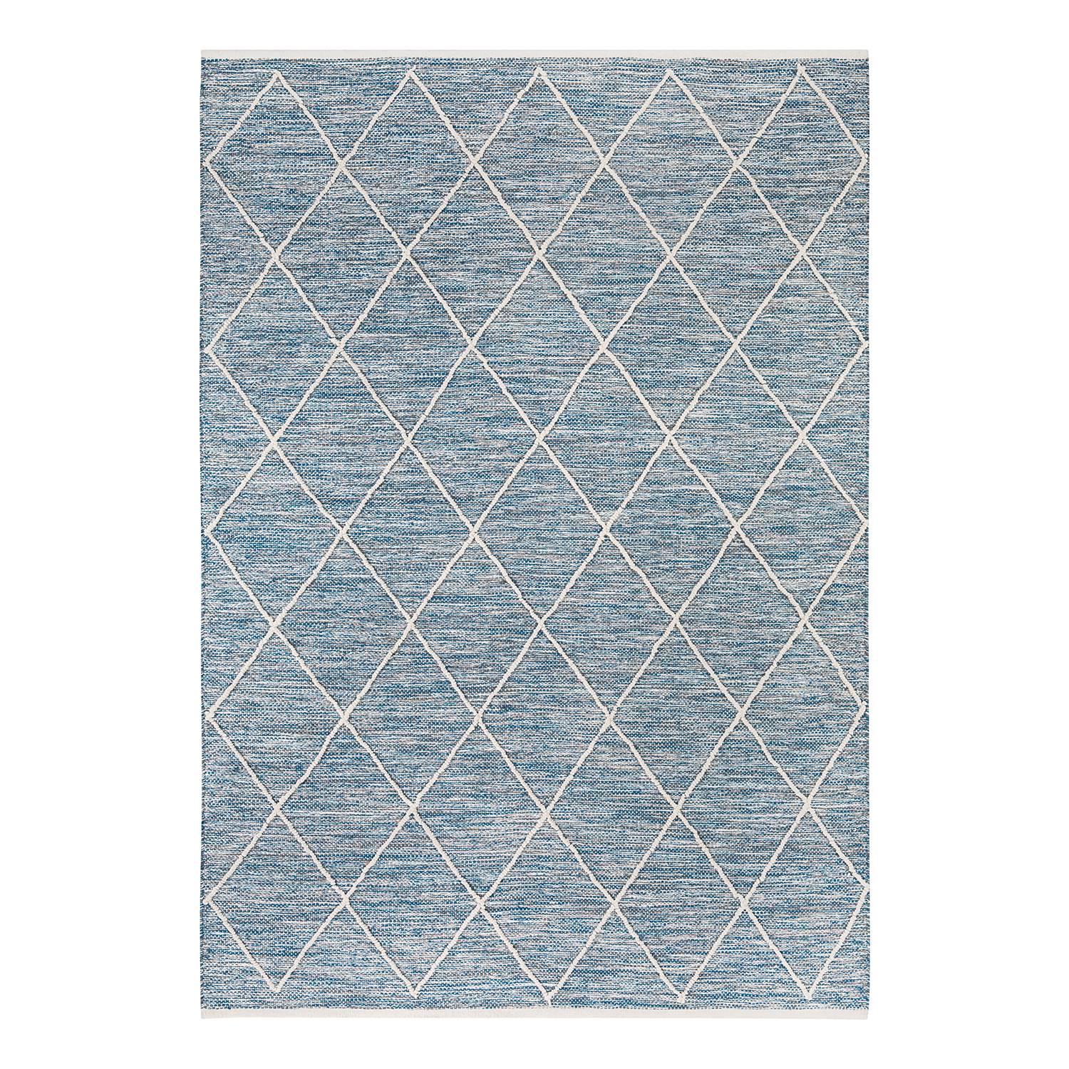 Luxor living Teppich Pantin Mittelblau Rechteckig 170x240 cm (BxT) Modern Kariert Baumwollstoff von Luxor living