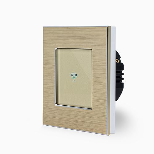 KRONE einfacher Touch Lichtschalter Ein/Aus 1-Fach im Aluminiumrahmen in Gold 1-Weg Glas Berührungs Wandschalter zum Schalter einer Leuchte, Lampe Luxus-Time von Luxus-Time