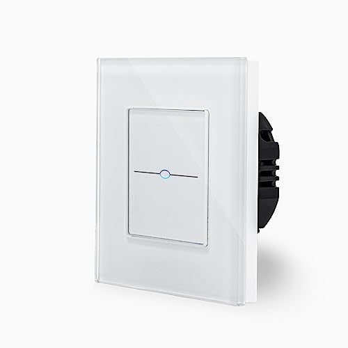 LUX einfacher Touch Dimmer Lichtschalter Ein/Aus dimmbar 1-Fach im Glasrahmen in weiß 1-Weg Glas Berührungs Wandschalter zum dimmen einer Leuchte, Lampe Luxus-Time von Luxus-Time