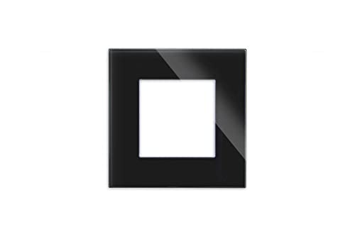 LUXUS-TIME Nur Rahmen Glas Wandblenden Lichtschalter Blenden Schalterleisten für Touchschalter, Lichtschalter, Steckdosen, Unterputz Dosen Glasrahmen in Grau, Weiß, Schwarz (1-Fach, Schwarz-Glas) von Luxus-Time