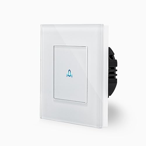 POINT Touch Türklingel Taster Impulsschalter LED Kontrollleuchte Haustür Klingel Wandschalter Impuls Treppenhaus im Glasrahmen in Weiß Glasblende Luxus-Time von Luxus-Time