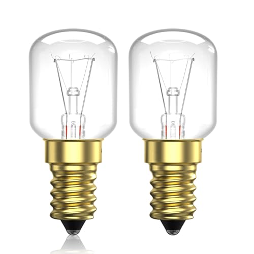 Luxvista Backofenlampe, Backofenlampe T25 E14 Warmweiß 2700K, Backofenlampe 300℃, Lavalampe Glühbirne Salzlampe Glühbirne für Lavalampe, Salz-Lampen, Kühlschränke, Mikrowelle (2 Stück) von Luxvista