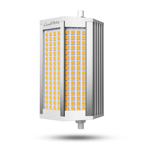 Luxvista 50W R7s LED 118mm Dimmbar Lampen J118 Warmweiß 3000K Hohe Helligkeit 4000LM Äquivalent Halogen 400W, 200° Abstrahlwinkel, Ersatz LED Leuchtmittel R7s für Projektor Flutlicht Sicherheitslicht von Luxvista