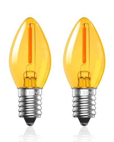 Luxvista E14 LED Warmweiss 0,5W Vintage Glühbirne,LED Leuchtmittel E14 C7 Kerze Birne Warmes Licht 2000K Nachtlicht für Krippenbeleuchtun,Kühlschranklampe,Äquivalent 5W,Nicht Dimmbar,2 Stück von Luxvista