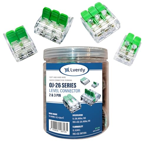 Lverdy Elektrische Kabelverbinder, 2-PIN 3-PIN 5-PIN, Durchgangsverbinder mit Hebel Transparent, Elektro Verbindungsstecker Steckverbinder, schnelle Kabel-Verbindungen 0,5mm²- 4,0 mm² (2-3 PIN MIX) von Lverdy