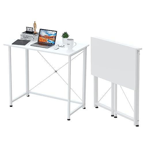 Lvhecforhm Schreibtisch Klappbar, Weiß Schreibtisch Klappcomputer, Portable Schreibtische Klappbar, Faltbar Schreibtisch für Home Office 80x45.5x74cm, Platzsparender Bürotisch zum für Arbeitszimmer von Lvhecforhm
