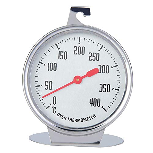 Lwuey Edelstahl Ofenthermometer, Backofen Thermometer Analog Messbereich 0°C bis 400°C Temperatur Anzeige Messgerät Kabelloses für Backen Kochen von Lwuey