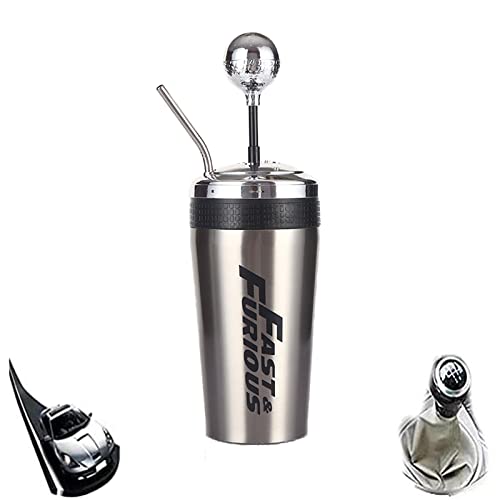 Lyoveu Fast and Furious 10 Becher,Fast and Furious 10 Movie Peripheral Straw Cup Funktionsbecher,304 Stainless Steel F10 Drink Cup,Rocker Gear Shift Style Water Cup for Movie Fans Gift Mug von Lyoveu