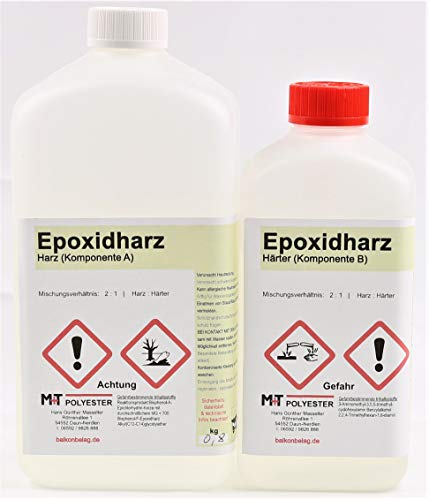 3 kg 2K-Epoxidharz- Das glasklare Giessharz Transparent Epoxi UV-Stabilisiert von M+T POLYESTER
