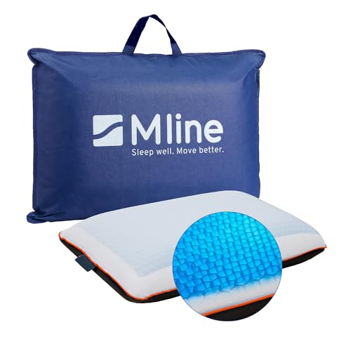 M line | Fresh Pillow | Kühlendes Kopfkissen mit Patentierte Gel - Ergonomisches Gelkissen mit Memory Foam - Blau/Weiß - 60 x 40 x 13 cm von M line