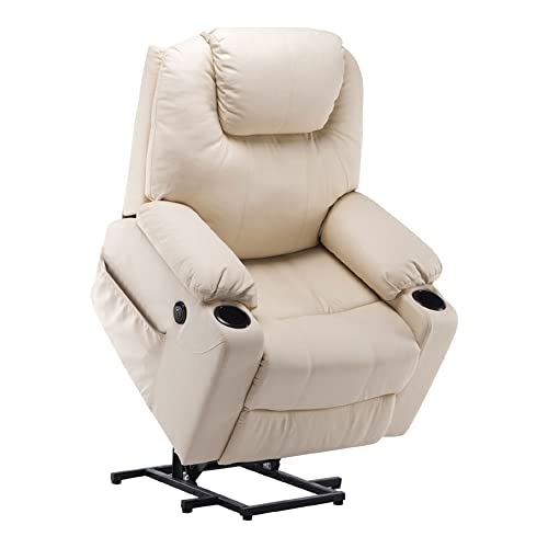 MCombo Elektrischer Sessel zum Aufstehen und Entspannen, beheizt, USB-verstellbar, cremefarben von M MCombo