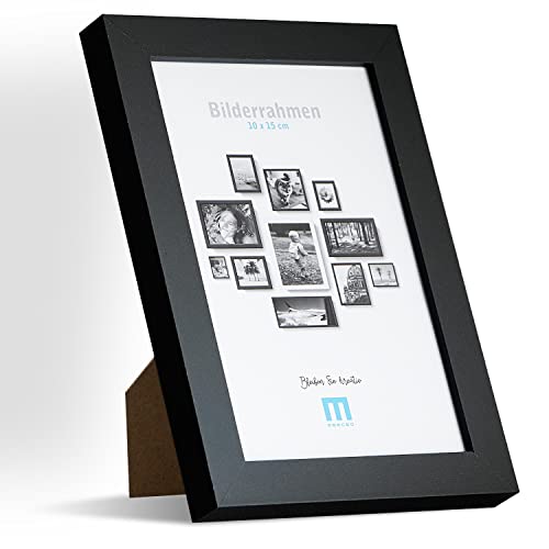 M MERCEO 10x15cm (1Stk) in Schwarz, minimalistischer & moderner Bilderrahmen für Fotos & Bilder. Inkl. Acrylglasschutz. Eignet sich als Tisch-Aufsteller und für die Wand, Hochformat oder Querformat von M MERCEO