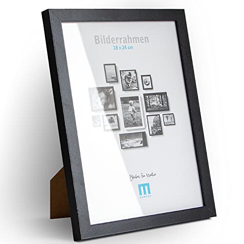 M MERCEO 18x24cm (1Stk) in Schwarz, minimalistischer & moderner Bilderrahmen für Fotos & Bilder. Inkl. Acrylglasschutz. Eignet sich als Tisch-Aufsteller und für die Wand, Hochformat oder Querformat von M MERCEO