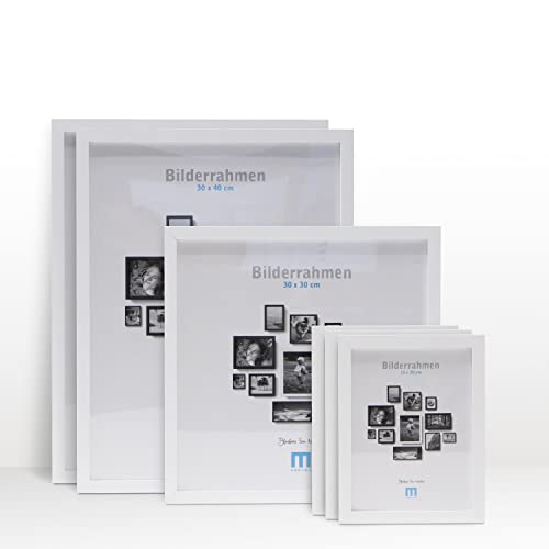6 tlg. Foto Bilderrahmen-Set in Weiß in verschiedenen, unterschiedlichen Größen. Für Fotowände & Bilderwände mit weißen Bilderrahmen, Hochformat & Querformat geeignet. Von 15x20cm bis 30x40cm. von M MERCEO
