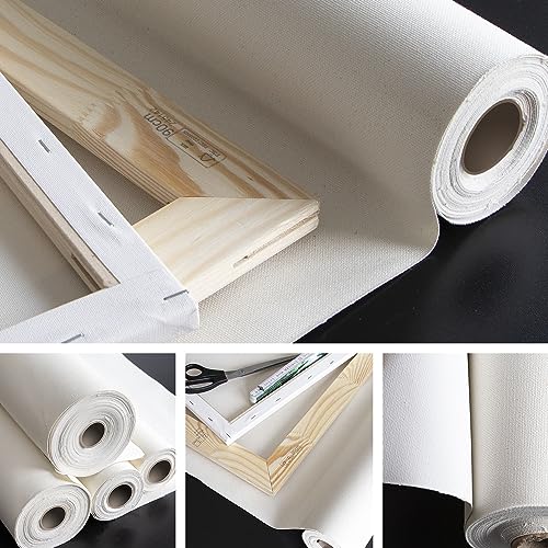 Leinwand auf Rolle 1m x 25m zum Malen, 280/gm² stark, 2-fach weiß grundiert - reißfeste, malfertige Künstlerleinwand als XXL Canvas Meterware aus 100% Baumwolle mit feiner Maltuch Gewebestruktur von M MERCEO