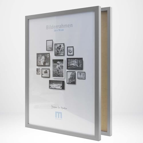 M MERCEO 2 Stk. Bilderrahmen 50x70cm in grau aus MDF, minimalistisch & modern für Fotos & Bilder. Inkl. Acrylglasschutz. Eignet sich als Tisch-Aufsteller und für die Wand, Hochformat oder Querformat. von M MERCEO